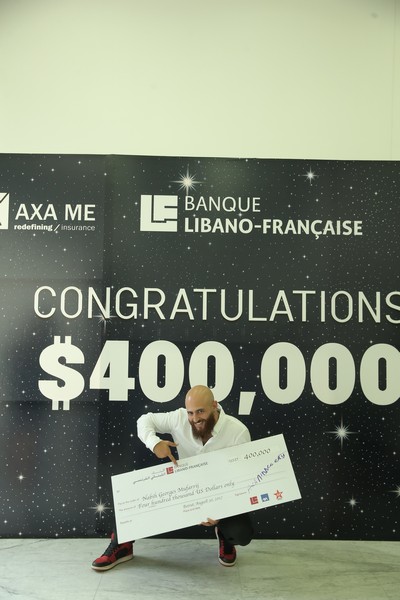 400,000$ winner thanks to BLF, AXA ME and Virgin Radio Lebanon. 